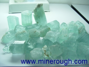 Aquamarine milky rough crystals 
